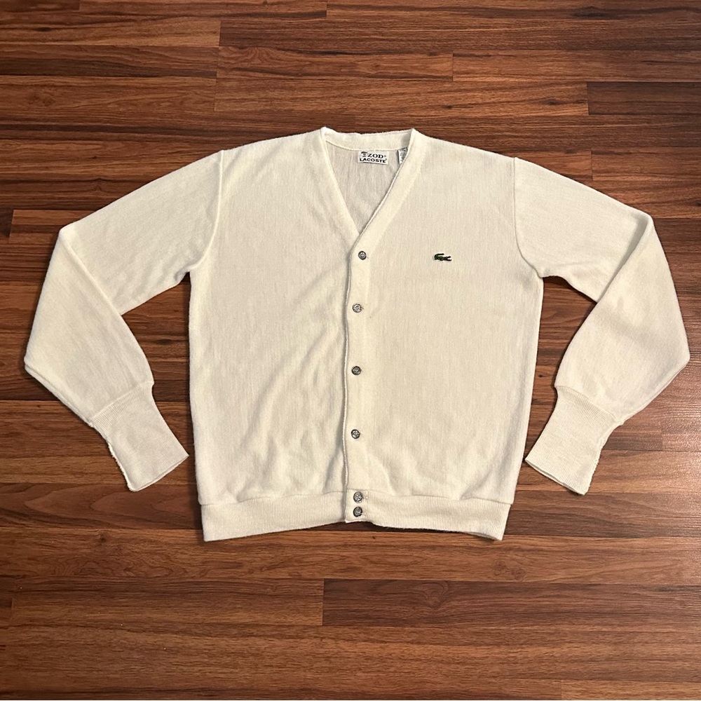 VTG 80’s Izod Lacoste Cardigan Sweater, Size: X-Large